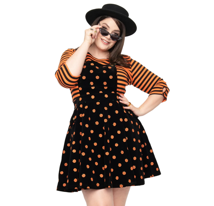 Black and Orange Pumpkin Patch Corduroy Brionna Pinafore Dress Pink House Boutique Black and Orange Pumpkin Patch Corduroy Brionna Pinafore Dress Pink House Boutique