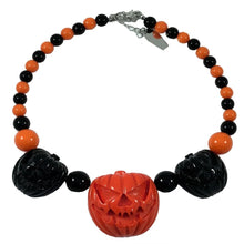 Load image into Gallery viewer, Jack O Lantern Black and Orange Necklace
