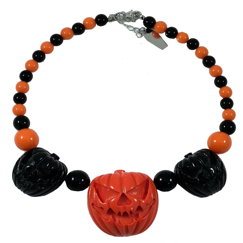 Jack O Lantern Black and Orange Necklace
