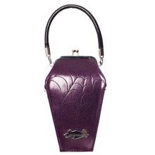 Load image into Gallery viewer, Coffin Sparkle Purse- Black and Purple
