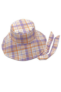 Lavender and Orange Plaid Bucket Hat