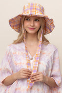Lavender and Orange Plaid Bucket Hat