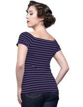 Load image into Gallery viewer, Sandra Dee Purple and Black Striped Top
