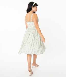 Mint & Ivory Floral Reed Swing Dress