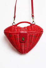 Load image into Gallery viewer, Red Heart Rattan Wicker Purse
