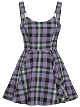 Load image into Gallery viewer, Rochelle Purple Plaid Mini Pinafore Dress
