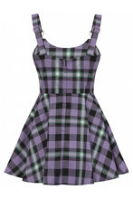 Load image into Gallery viewer, Rochelle Purple Plaid Mini Pinafore Dress
