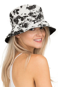 Black and White Floral Watercolor Bucket Hat
