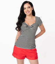 Load image into Gallery viewer, Black and White Striped Knit Rosemary Top
