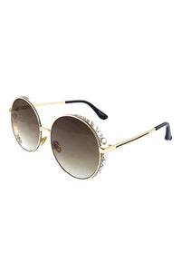 Round with Crystal Accents Sunglasses- More colors available