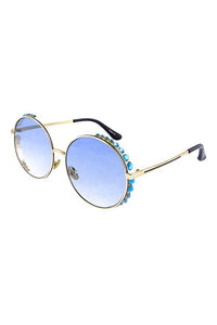 Round with Crystal Accents Sunglasses- More colors available