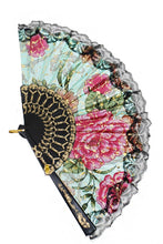 Load image into Gallery viewer, Floral and Lace Gold Detailed Hand Fan- More Colors Available!
