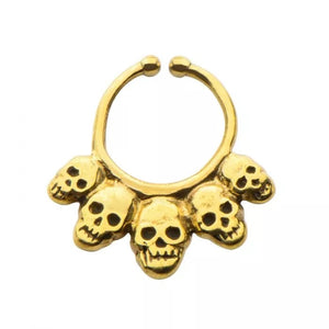 Casted Yellow Brass Faux Skull Septum Jewelry