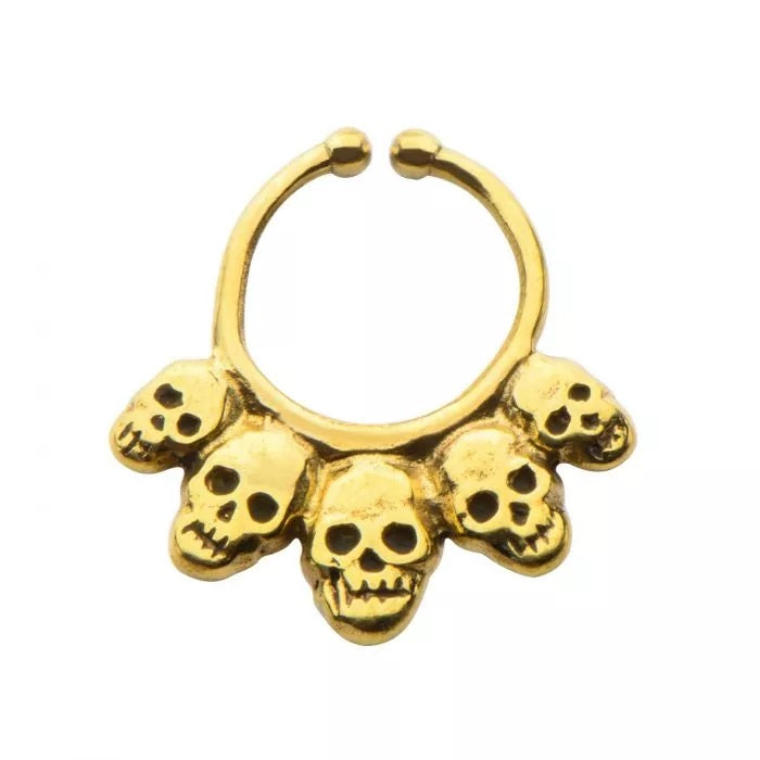 Casted Yellow Brass Faux Skull Septum Jewelry