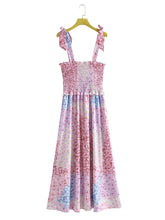 Load image into Gallery viewer, Summer Daze Pink and Blue Floral Tie Strap Maxi Dress
