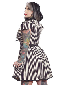 Cream and Black Stripe Lydia Dress