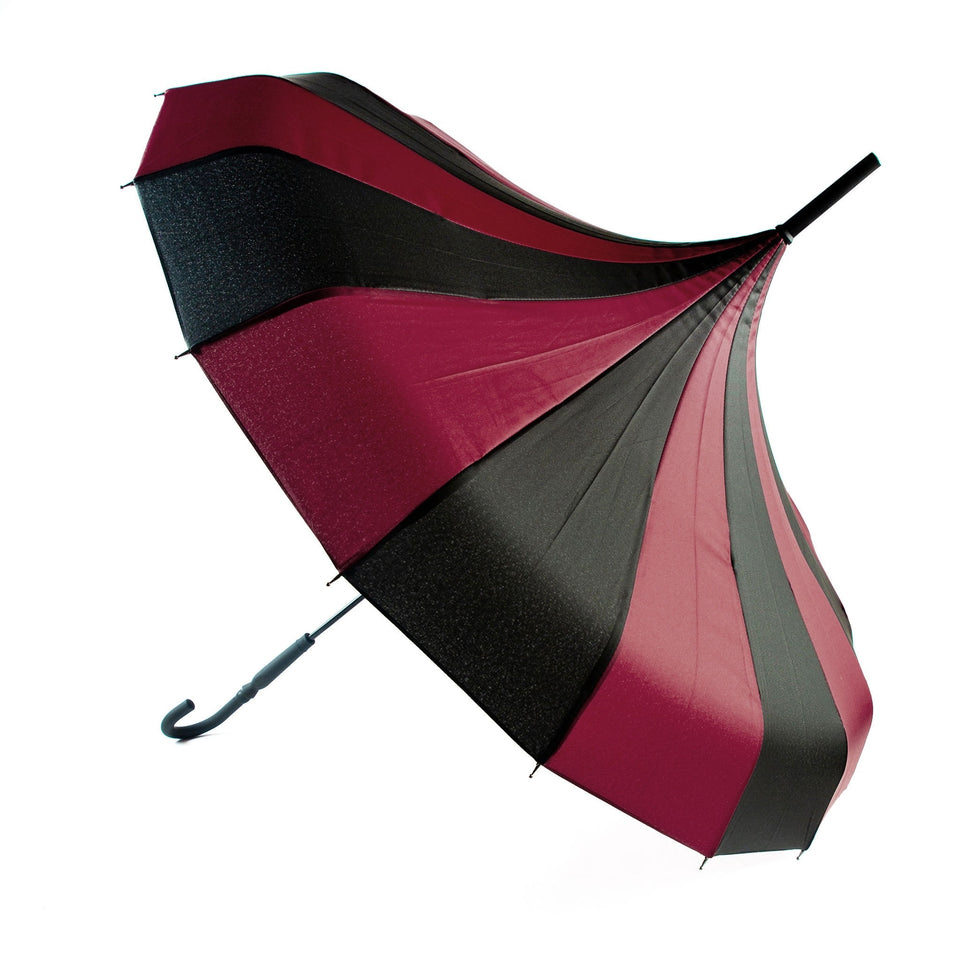Black and Burgundy Pagoda Umbrella