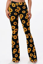 Load image into Gallery viewer, Sunflower Print Bell Bottom Leggings
