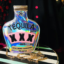 Load image into Gallery viewer, silver holograph tequila bottle purse
