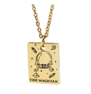 "The Magician" Simple Engraved Tarot Card Dainty Charm Necklace