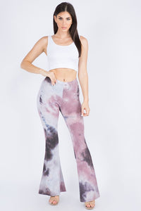Violet-Blue Tie Dye Fitted Flare Bell Bottoms