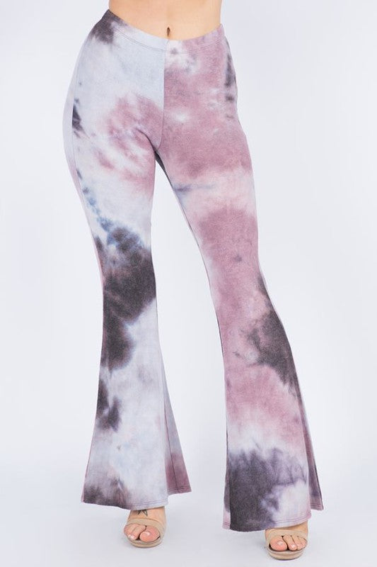 Violet-Blue Tie Dye Fitted Flare Bell Bottoms