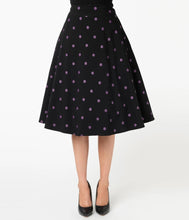 Load image into Gallery viewer, pin up skirt purple polka dots
