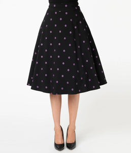 pin up skirt purple polka dots