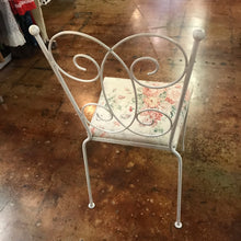Load image into Gallery viewer, White Iron and Floral Cushion Vanity Seat
