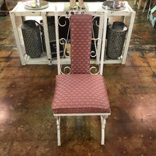 Load image into Gallery viewer, White Iron Swirls and Pink Textured Cushion Statement Chair
