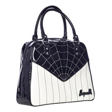 Load image into Gallery viewer, Webbed Sparkle Bowler Purse- Black and White
