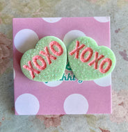 XOXO Resin Glitter Heart Stud Earrings